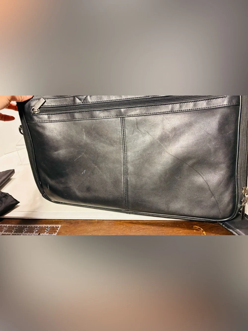 Y2K VTG Kenneth Cole New York Expandable Leather Laptop Briefcase Bag Black